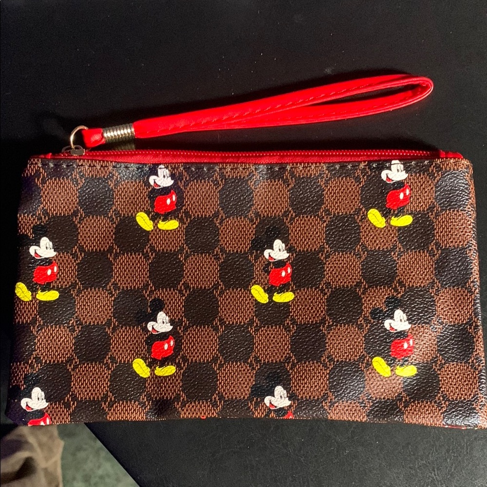 Mickey Mouse Checkered Wristlet NWOT